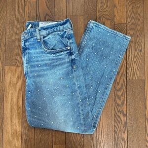 rag & bone Blue Straight Leg Jeans with Dot Pattern